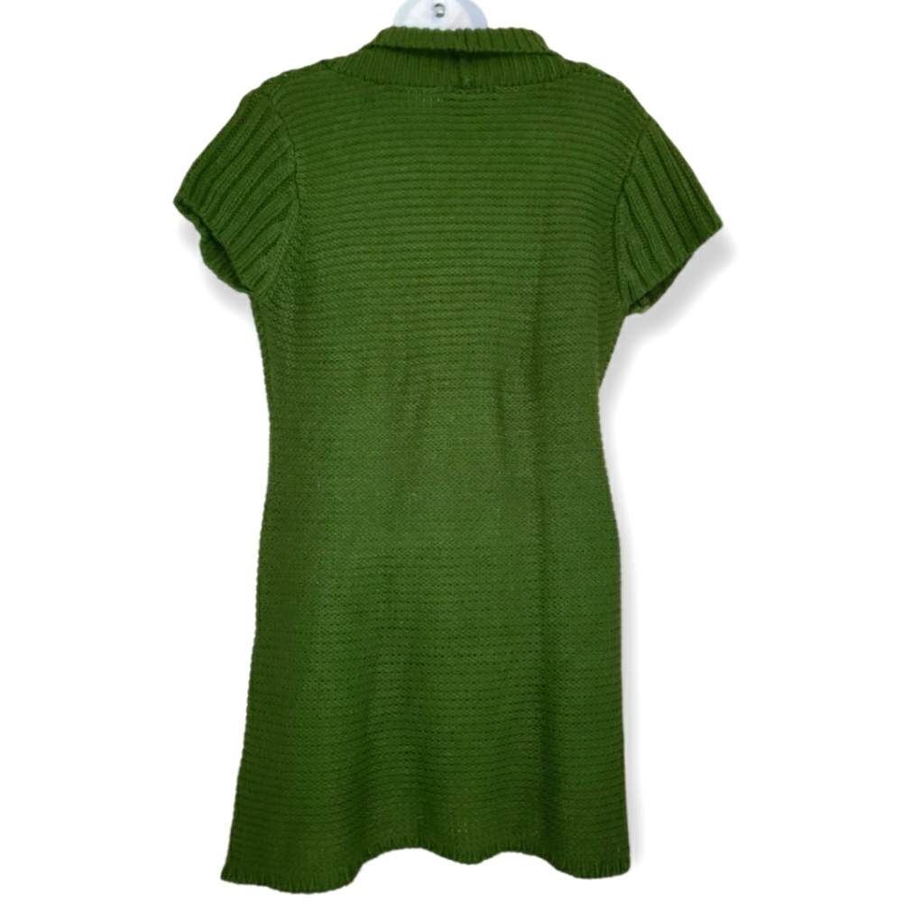 NWOT It's Our Time green cable knit shawl collar mini sweater dress Women Medium - Picture 5 of 7